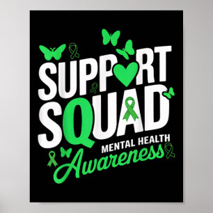 Poster Soutien Papillon vert Ruban vert Santé mentale