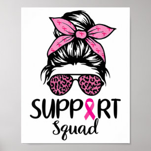 Poster Soutien Squad Messy Bun Pink Breast Cancer
