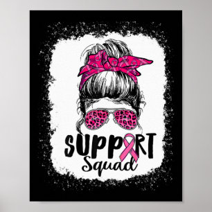 Poster Soutien Squad Messy Bun Pink Warrior Cancer du sei