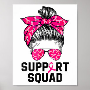 Poster Soutien Squad Messy Bun Pink Warrior Cancer du sei