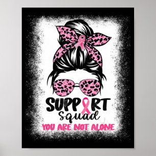 Poster Soutien Squad Messy Bun Pink Warrior Cancer du sei