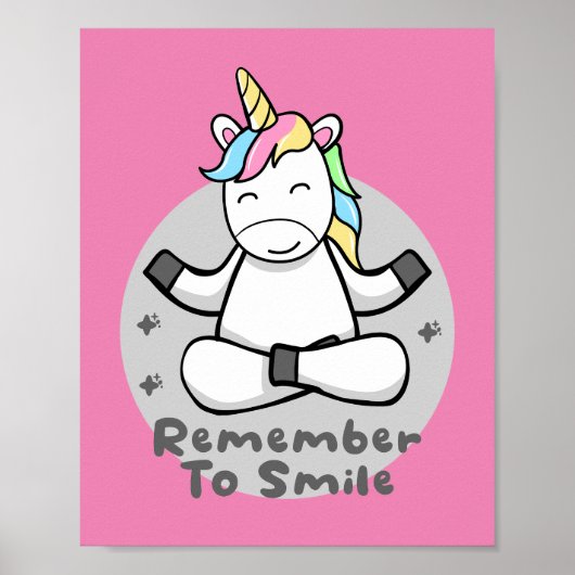Poster Souvenez-vous de sourire Kawaii joyeuse licorne fa (Devant)