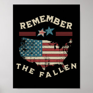 Poster Souvenez-vous du Fallen American Flag Memorial Day