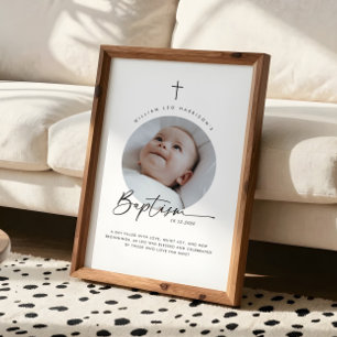 Poster Souvenir de baptême photo ronde