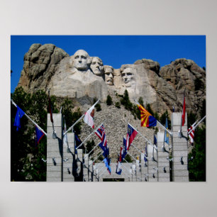 Poster Souvenir de drapeau du mont Rushmore le Dakota du