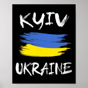 Poster Souvenir de Kiev Ukraine Drapeau Ukrainien Brosse