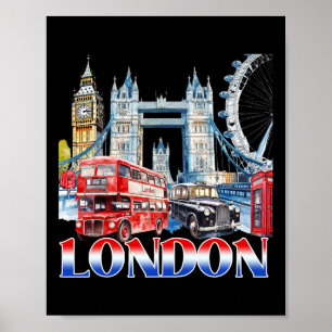 Poster Souvenir de la ville de Londres ambiance vintage d