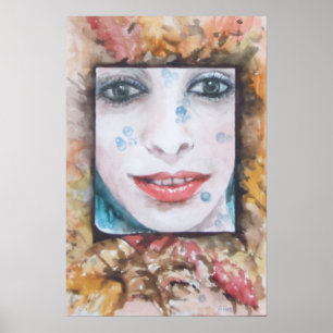 POSTER SOUVENIR DE L'AUTOMNE/ FEUILLES ET GOUTTES D'EAU