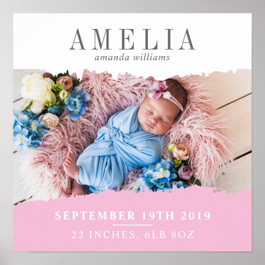 Poster Souvenir de Naissance Moderne Photo (Devant)