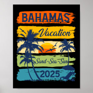 Poster Souvenir de vacances aux Bahamas 2025 Famille Grou
