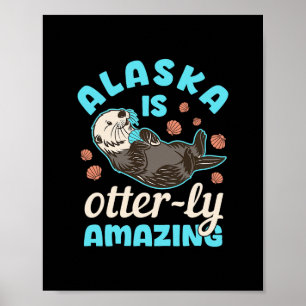 Poster Souvenir de vacances de loutre de mer d'Alaska