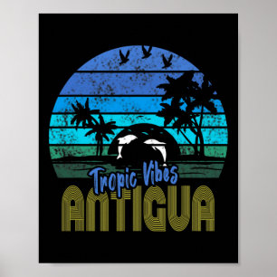 Poster Souvenir de vacances plage caraïbes Antigua