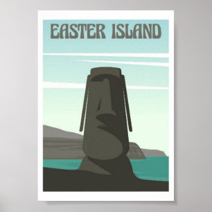 Poster Souvenir de voyage de l'île de Pâques