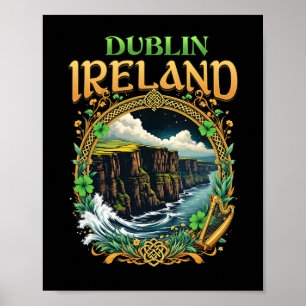 Poster Souvenir d'Irlande Dublin Falaises de la mer Vacan