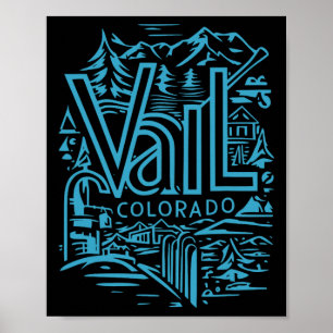 Poster Souvenir Vintage de Ski Extérieur Cool Visite Vail