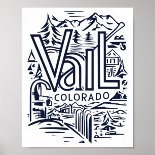 Poster Souvenir Vintage Ski Alpin Extérieur Cool Visite V