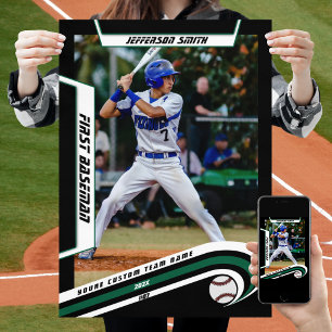 Poster Souvenirs de Baseball en Vert Noir Personnalisé Vi