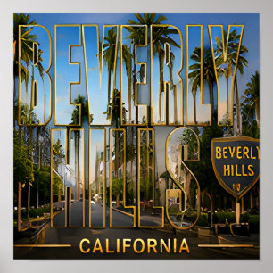 Poster Souvenirs de voyage du palmier de Beverly Hills Ca