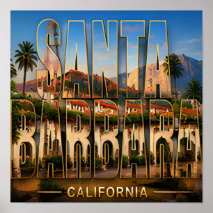 Poster Souvenirs de voyage sur la côte de Santa Barbara e