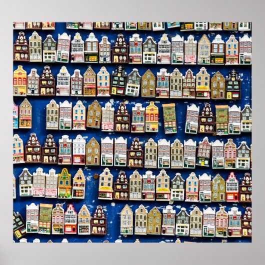 Poster souvenirs hollandais, scène de rue à Amsterdam. (Devant)