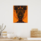 Poster Souveraineté majestueuse : Reine afro-américaine (Cuisine)