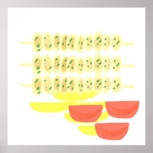 Poster souvlaki art de peinture de nourriture grecque