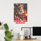Poster Soviet WWII Happy New Year Propaganda Poster, Red (Bureau à domicile)