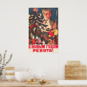 Poster Soviet WWII Happy New Year Propaganda Poster, Red (Cuisine)