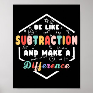 Poster Soyez comme la citation de maths de soustraction T