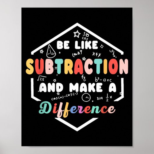 Poster Soyez comme la citation de maths de soustraction T (Devant)