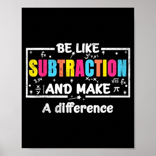 Poster Soyez comme la soustraction Citation drôle de math (Devant)