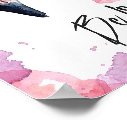 Poster Soyez courageux Flamant rose (Coin)