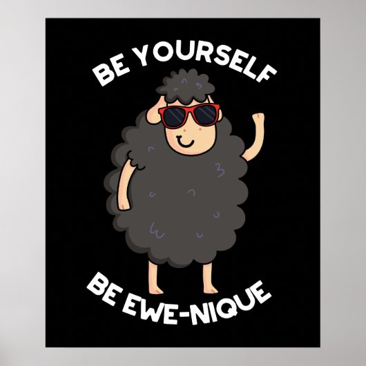 Poster Soyez Ewenique Funny Sheep Pun Dark BG (Devant)