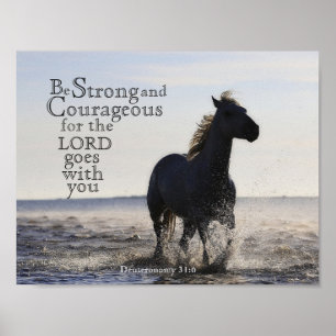 Poster Soyez forte et courageuse Bible Verse Deut 31 Hors