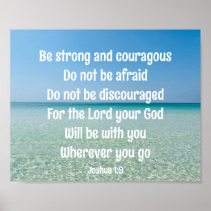 Poster Soyez Forte Inspiration Bible Verse Beach