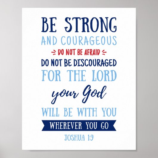Poster Soyez Forts Et Courageux, Joshua 1:9 (Devant)