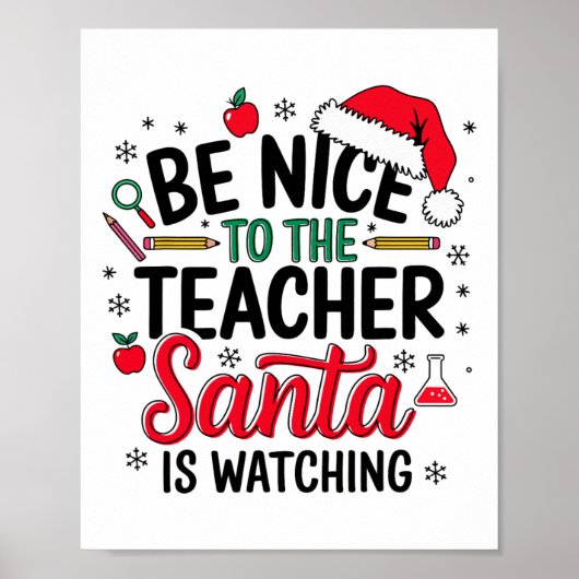 Poster Soyez Gentil Avec Le Professeur Père Noël Regarde  (Devant)