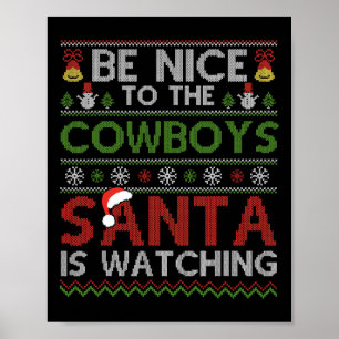 Poster Soyez Gentil Avec Les Cowboys Père Noël Regarde No