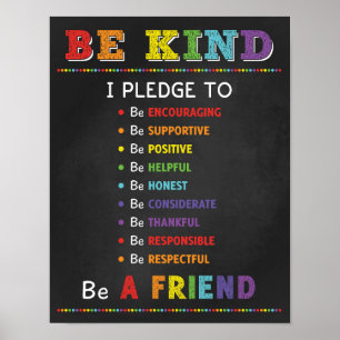 Poster Soyez gentil Promesse Classe Anti Bully Campagne