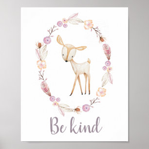 Poster Soyez heureux Aquarelle Cute Wreath Woodland Nurse
