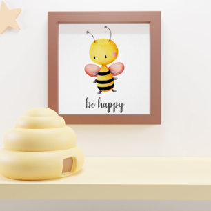 Poster Soyez Heureux Jote Bee Flying Kids Nursery