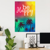 Poster Soyez heureux Quote amusant d'aquarelle (Bureau à domicile)