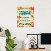 Poster Soyez le gentil enfant Floral classe Inspirivity (Bureau à domicile)