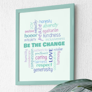 Poster Soyez le nuage de mots positif Change