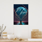 Poster Soyez libre | Montée en moto au clair de lune (Cuisine)