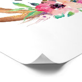 Poster Soyez notre invité Deer Antler et Fleurs (Coin)