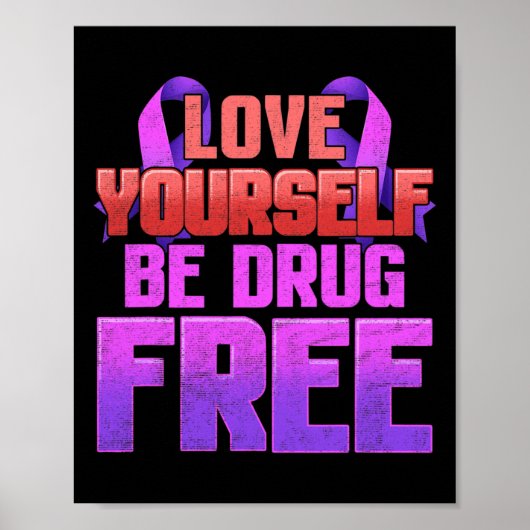 Poster Soyez Sans Drogue Aimez-Vous Ruban Violet (Devant)