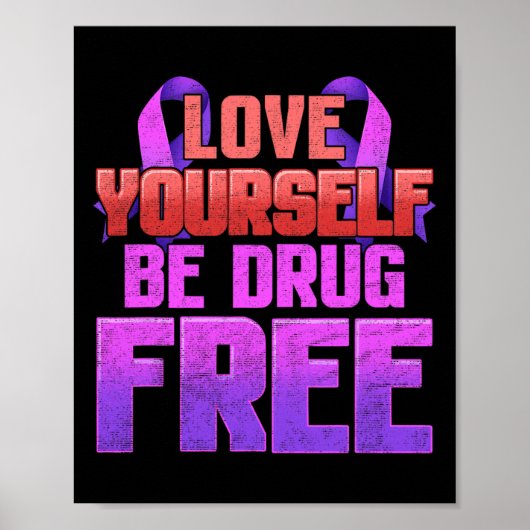 Poster Soyez Sans Drogue Aimez-Vous Violet Ruban (Devant)