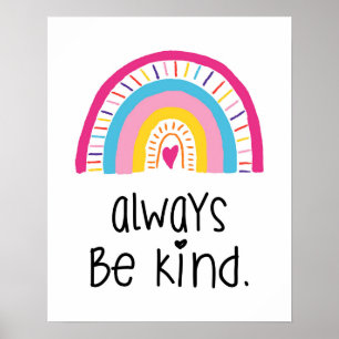 Poster Soyez Toujours Gentil Boho Whimsical Rainbow Kids 