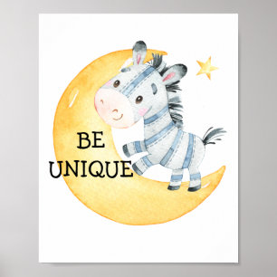 Poster Soyez unique Zebra Citation Nursery Imprimer Poste